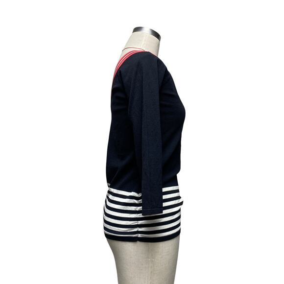 Vintage Ruby Cho Womens Size M One Sleeve Stipe Detail Knit Top - Picture 3 of 7